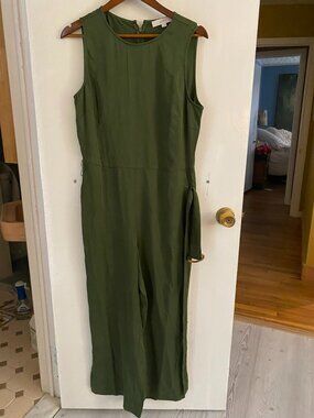 LOFT Olive Green Belted Tank Sleeveless Jumpsuit - Size 8 - NWT